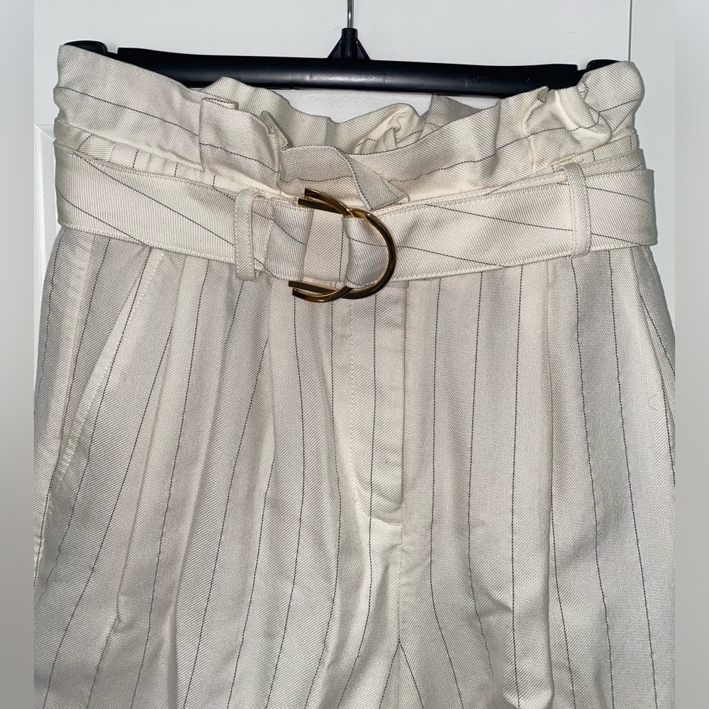 Express Cream Pinstripe Paperbag Pants